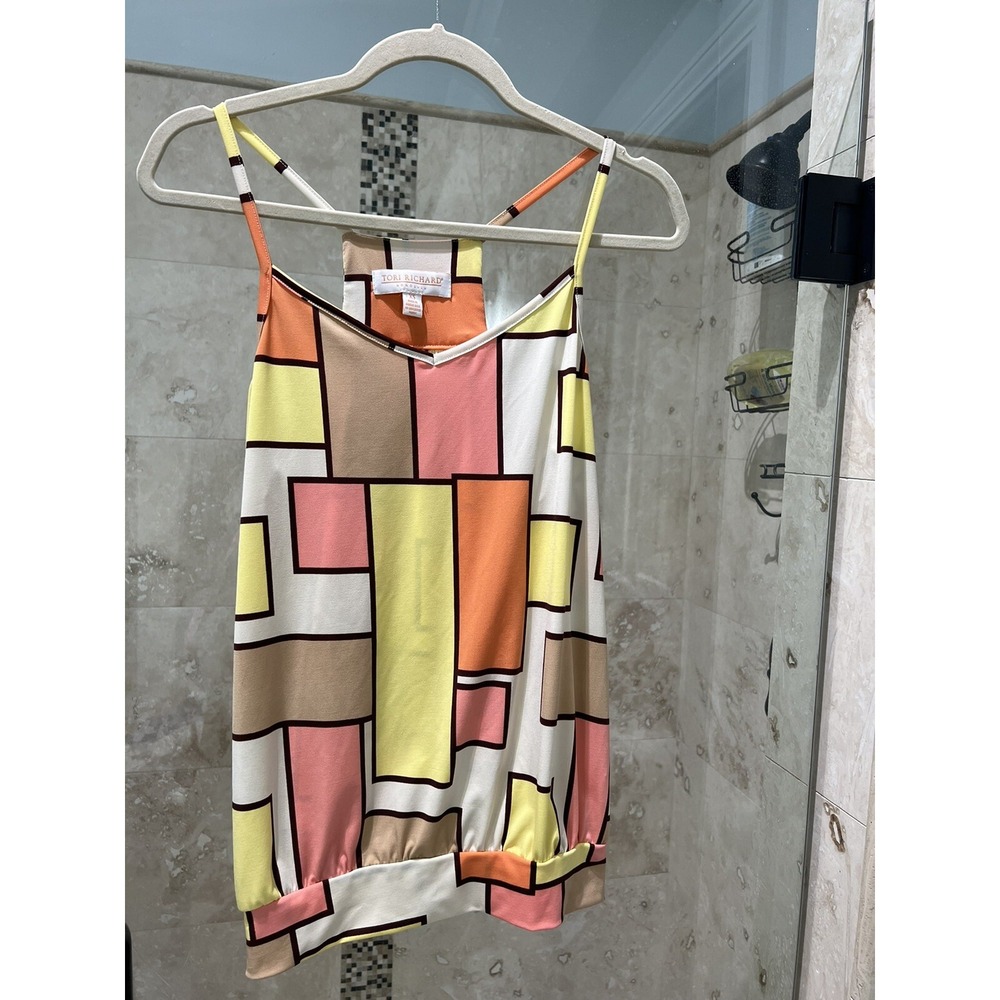 Tori Richard Womens XS She's A Beauty Deanne Retro Geometric Jersey Tank Top